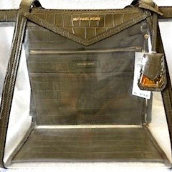Michael Kors extra large clear and green croc embossed trim shopper NWT - Picture 1 of 8